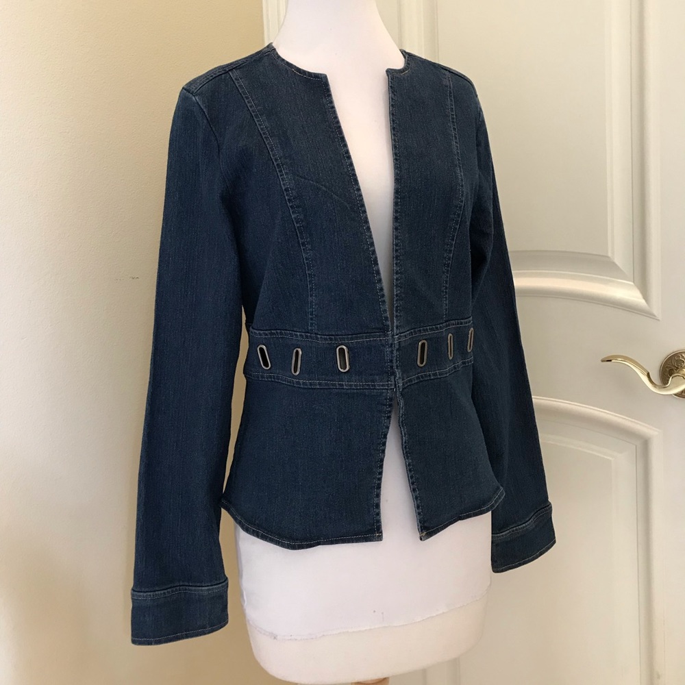 Live a Little denim jacket with  metal eyelet